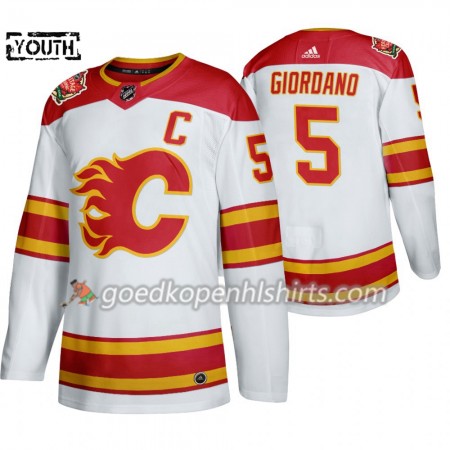 Calgary Flames Mark Giordano 5 Adidas 2019 Heritage Classic Wit Authentic Shirt - Kinderen